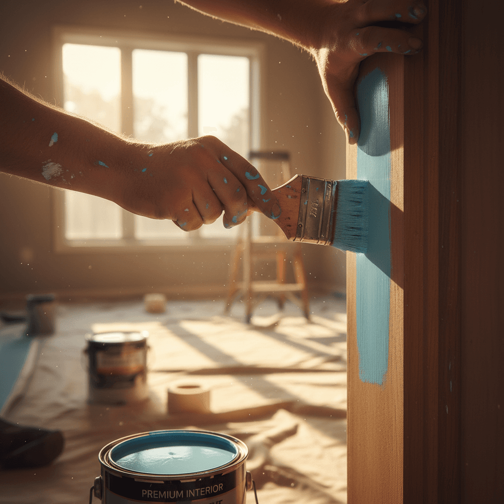 Professional handyman and painting work being performed with precision